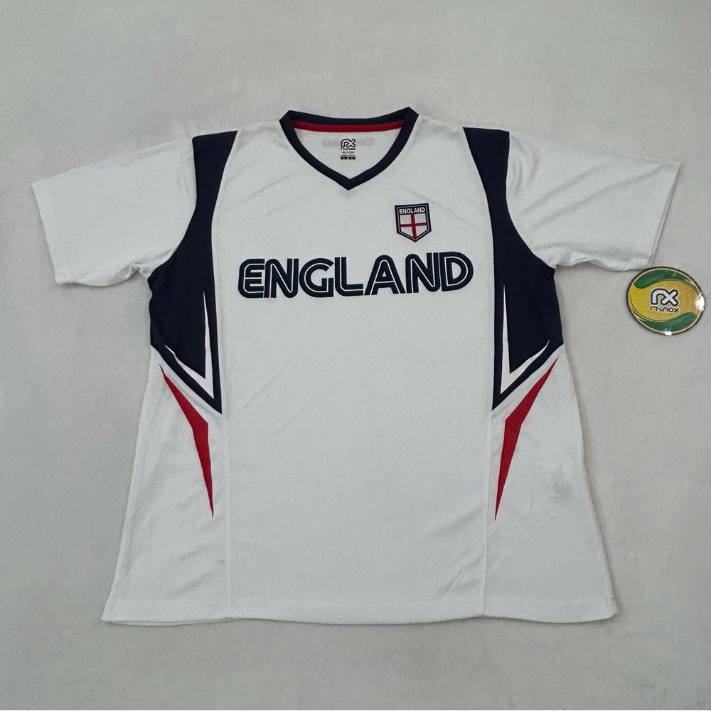 England White & Navy Blue RhinoX Athletic Futbol Soccer Jersey Shirt Adult sizes